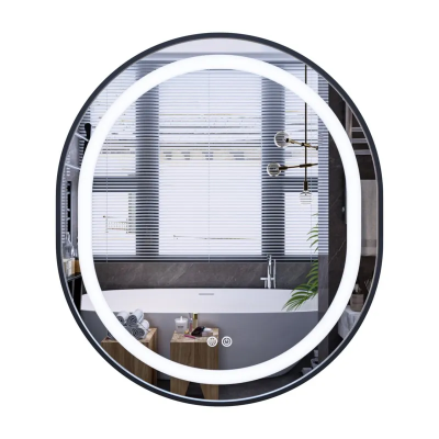 Зеркало ELLIPSE MV05-800x700-Reverse BLACK с Led Touch, Anti-fog, димером (3-6,5kK) (MP6646)